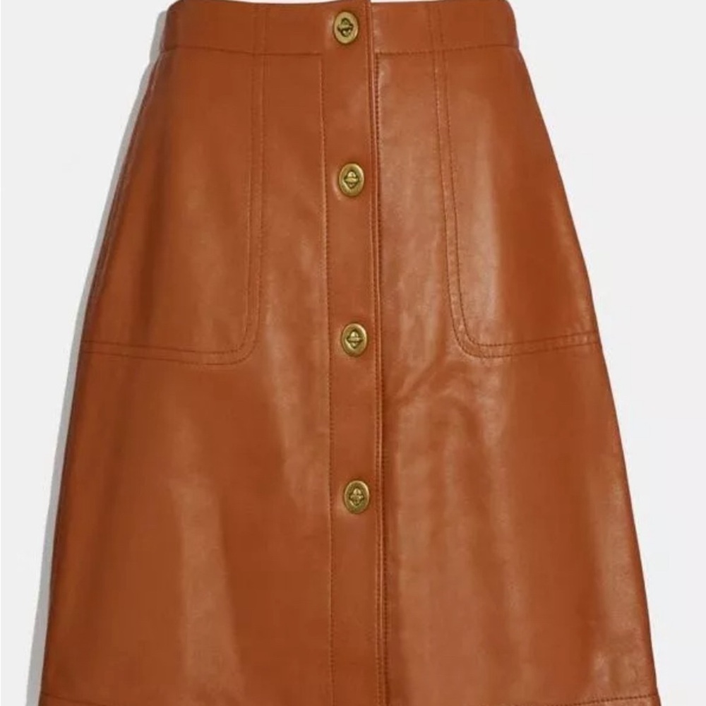 NWT Coach Leather Turnlocks Skirt Size 02, MSRP $595